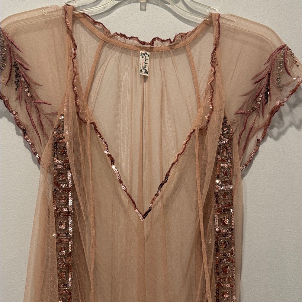 Free People Lady Lazarus Beaded Sheer mesh mini slip dress - Picture 4 of 7